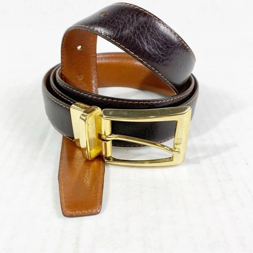 Reversible Genuine Leather Belt Dark Brown 40
